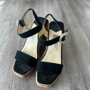Jimmy Choo Black  Wedge Sandals